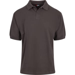 Men's cotton polo shirt in a dark brown shade, featuring a collar and short sleeves. Includes a logo on the chest.