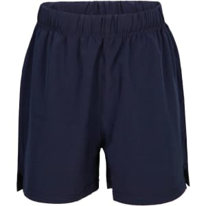 Navy kids' FLEX shorts featuring a comfortable elastic waistband and a four-way stretch design.