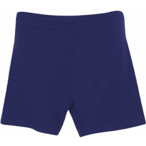 Navy blue women's dress shorts with an elastic waistband and no visible detailing. Features a logo.