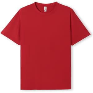 A red unisex t-shirt with a relaxed fit and no visible logos.