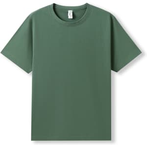 A green unisex modern fit T-shirt featuring a simple design and short sleeves, with a label inside.