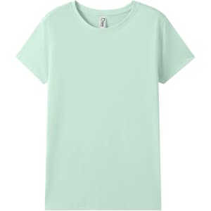 A mint green women's modern fit T-shirt with a classic crew neckline and short sleeves. It features a brand logo.