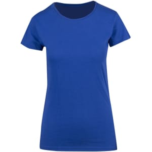 A women's modern fit T-shirt in a vibrant blue colour, featuring a classic crew neck and short sleeves.