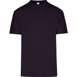 A black regular t-shirt for men or unisex, featuring short sleeves and a crew neck. It has a logo.