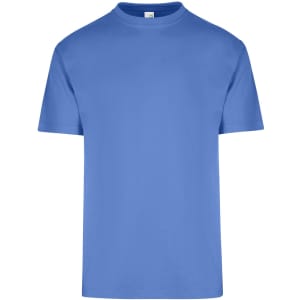 A blue men's/unisex regular T-shirt featuring short sleeves and a round neck, with a small logo on the front.
