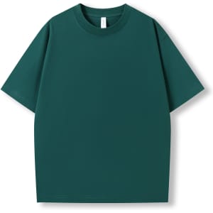 Unisex oversize easy-fit tee in deep green, featuring a simple design and short sleeves.