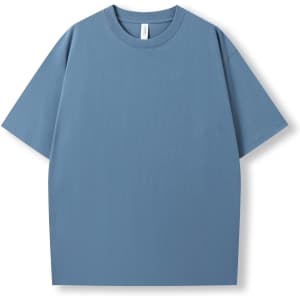 A blue unisex oversize easyfit T-shirt in a 4XL or 5XL size, featuring a simple design and a logo.