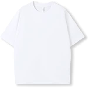 A white unisex oversize easy-fit tee with a relaxed design and a label inside.