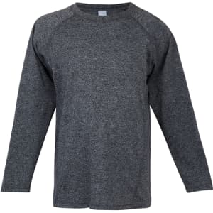 A long sleeve T-shirt in a dark grey colour with a logo. Features a relaxed fit and raglan sleeves.