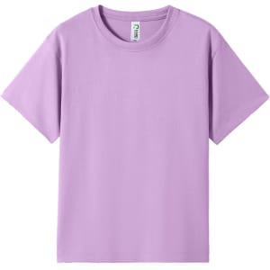 A lilac kid's regular T-shirt with short sleeves and a simple design. It features a branding label inside.