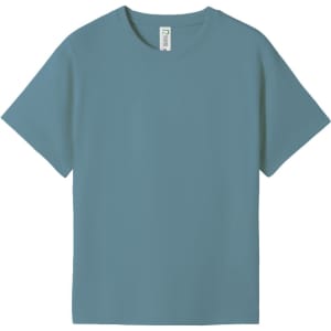 A blue kid's regular T-shirt with short sleeves, featuring a tag inside.