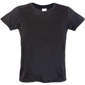 A black Kids Accelerator Cool-Dry T-shirt featuring a simple design and no visible logos.