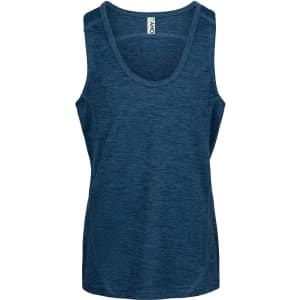 A navy blue kids' singlet made of 100% polyester, featuring a simple design and a logo.
