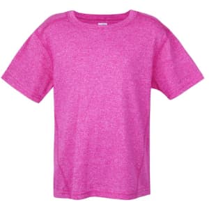 A heather-finish children's t-shirt in vibrant pink, featuring a relaxed fit and short sleeves.