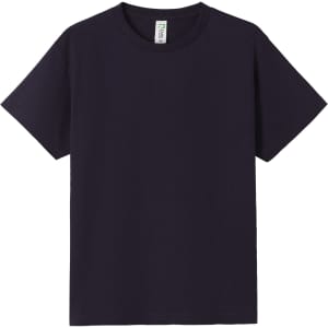 A navy blue kids' t-shirt with short sleeves and a plain design. It features a label but no visible logo.