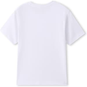 A plain white kids' organic t-shirt with short sleeves and a crew neck, featuring no visible branding.