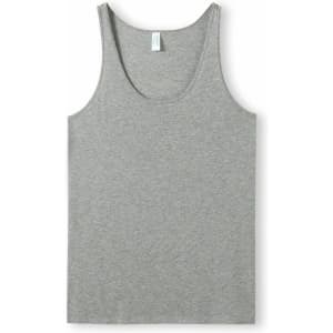A grey American style singlet featuring a classic sleeveless design, with branding on the label.