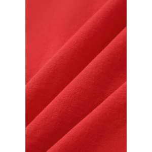 A close-up of a vibrant red fabric, showcasing smooth texture and folds, suitable for a women's singlet.