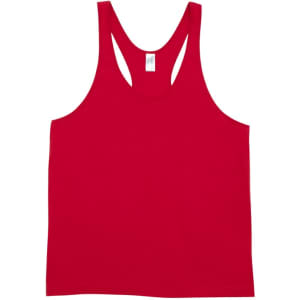 A red men's T-back singlet with a racerback design and no visible branding.