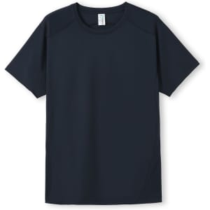 A navy blue men's accelerator cool dry t-shirt with a rounded neckline and short sleeves, featuring a logo.
