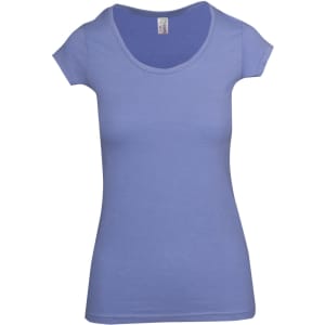 A women's scoop neck T-shirt in a light blue colour, featuring short sleeves and a fitted silhouette.