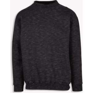 A black, poly-cotton fleece jumper with a crew neck and long sleeves. It features a subtle textured pattern.
