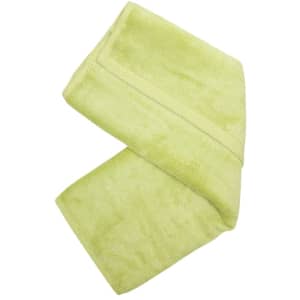 A folded bamboo hand towel in a soft green colour, featuring a simple texture and design.