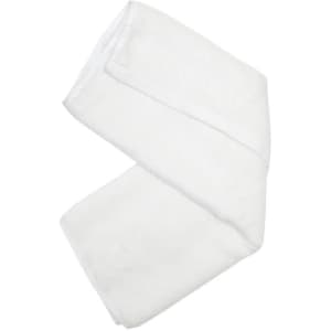 A white bamboo hand towel folded neatly, featuring a soft texture and a simple design. It has a logo on it.