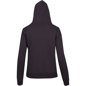 A black men's zip hoodie with a pocket, featuring a hood and a simple design.