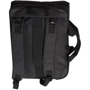 A Utility Heather Laptop Bag in dark grey with adjustable straps and top handle. Features a sleek, minimalist design.