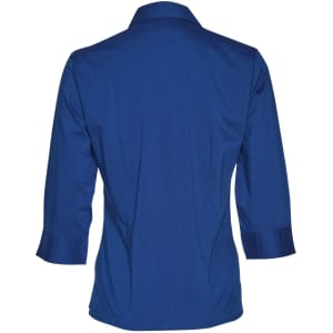 A women's Teflon executive shirt in a vibrant blue, featuring 3/4 sleeves and a classic button-up design.