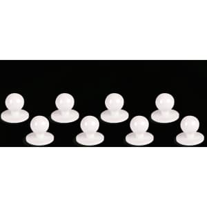 Eight white exchangeable buttons for chef uniforms, featuring a round shape with a flat base.