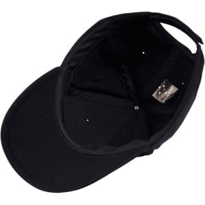 A black heavy brushed cotton cap featuring an internal label and ventilation holes.