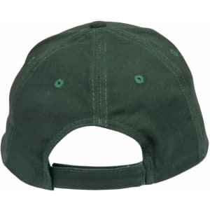 A green heavy brushed cotton cap with stitching details and an adjustable back strap. Features a logo on the side.