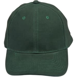A green heavy brushed cotton cap with a stitched visor and ventilation eyelets, featuring a logo.
