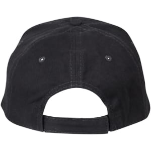 A black heavy brushed cotton cap with a curved brim and an adjustable strap at the back.