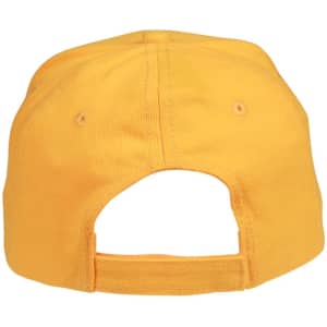 A yellow heavy brushed cotton cap featuring a rear-adjustable strap and a logo.