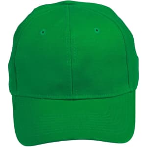 A green heavy brushed cotton cap featuring a structured design and a logo on the front.