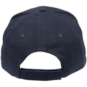 A dark navy blue cotton cap with a curved brim and adjustable strap at the back. It features a logo.
