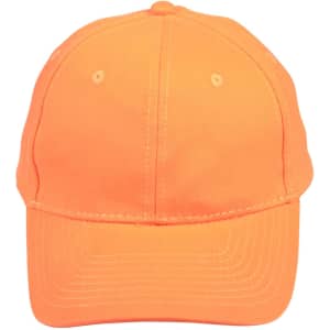 An orange heavy brushed cotton cap with stitching details and a curved brim. It features a logo on the front.