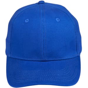 A bright blue heavy brushed cotton cap featuring a logo on the front.