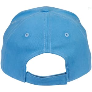 A blue heavy brushed cotton cap with a curved peak and adjustable back strap. Features a logo on the side.