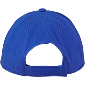 A blue unstructured cap featuring a snapback closure and two ventilation eyelets. It has a plain design without visible logos.