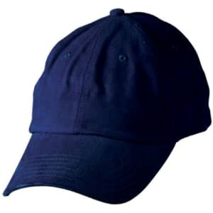 A navy unstructured cap featuring a curved brim and eyelets for ventilation. It includes a logo.