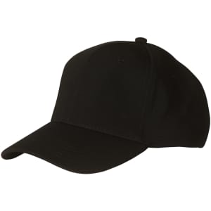 A black Ottoman cap with a curved brim and a rounded crown, featuring a logo.