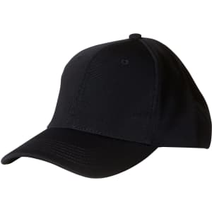 A black Ottoman cap with a rounded crown and a curved brim, featuring a logo on the front.