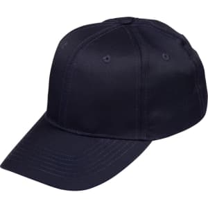 A navy polycotton twill cap featuring a curved brim and a sewing design, with a logo on the front.