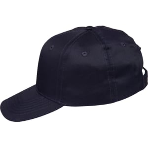 A navy polycotton twill cap with a curved brim and an adjustable strap at the back. Features a logo on the front.