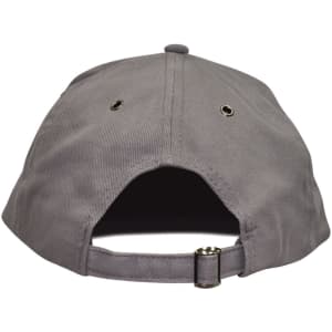 A grey Sandwich Peak Cap featuring ventilation holes and an adjustable strap at the back.