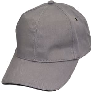 A grey Sandwich Peak Cap featuring a classic design and a logo on the side. Suitable for casual wear.